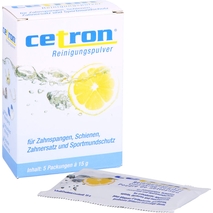 cetron Reinigungspulver für Zahnspangen, Schienen, Zahnersatz und Sportmundschutz, 5 pcs. Sachets