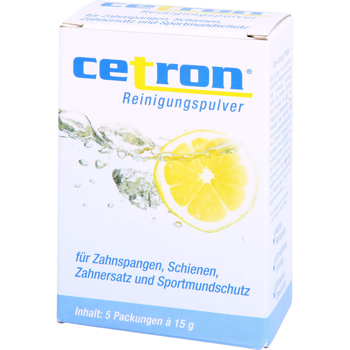 cetron Reinigungspulver für Zahnspangen, Schienen, Zahnersatz und Sportmundschutz, 5 pcs. Sachets