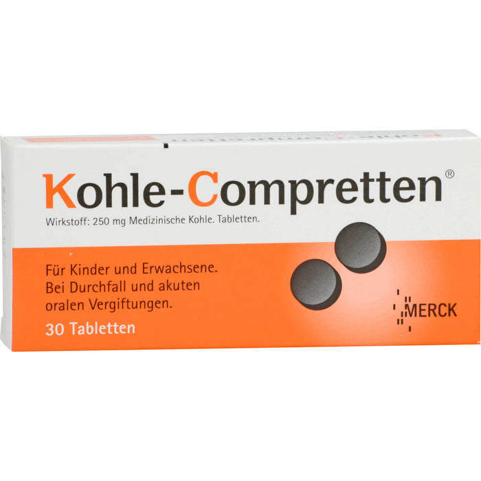 Kohle-Compretten Tabletten bei Durchfall und Vergiftungen, 30 pcs. Tablets