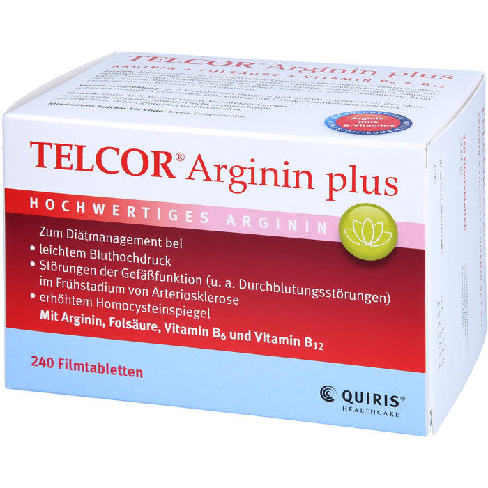 TELCOR Arginin plus Filmtabletten bei leichtem Bluthochdruck und Störungen der Gefäßfunktion, 240 pcs. Tablets