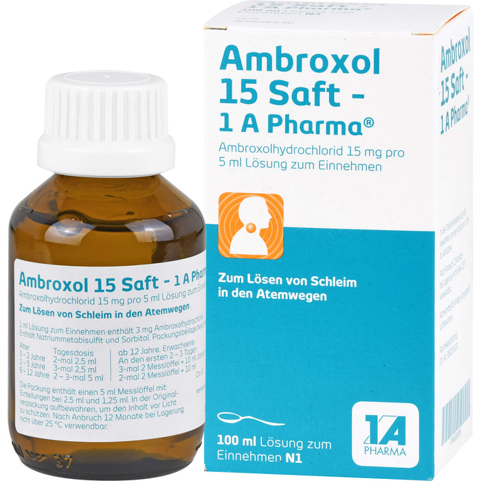 Ambroxol 15 Saft - 1A Pharma Schleimlöser, 100 ml Solution