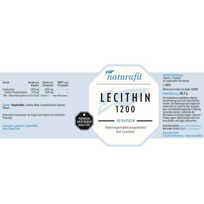 naturafit Lecithin 1200 Kapseln, 40 pcs. Capsules