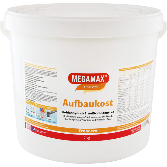 MEGAMAX Fit & Vital Aufbaukost Kohlenhydrat-Eiweiß-Konzentrat Erdbeer-Geschmack, 70000 g Powder