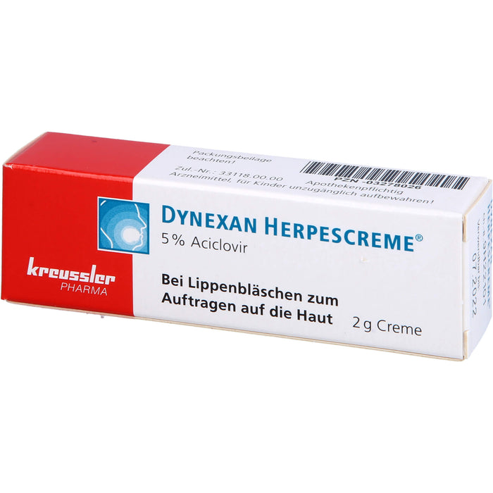 DYNEXAN Herpescreme mit 5 % Aciclovir bei Lippenbläschen, 2 g Crème