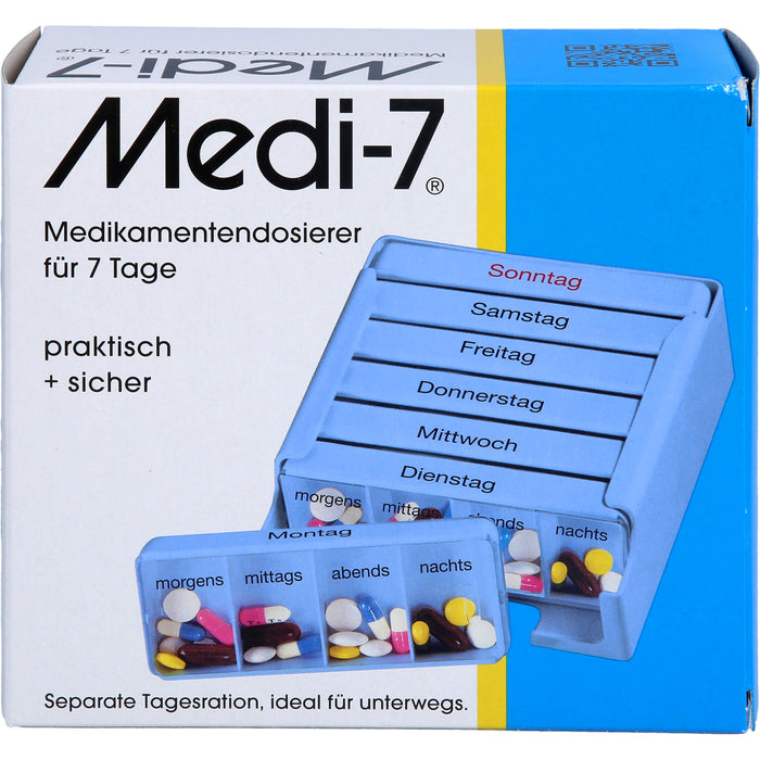 Medi-7 Medikamentendosierer für 7 Tage, blau, 1 pcs. Box