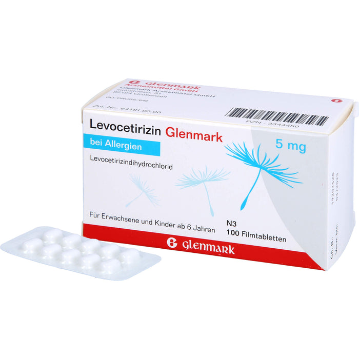 Glenmark Levocetirizin 5 mg Filmtabletten bei Allergien, 100 St. Tabletten