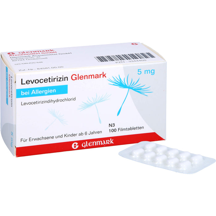 Glenmark Levocetirizin 5 mg Filmtabletten bei Allergien, 100 pcs. Tablets