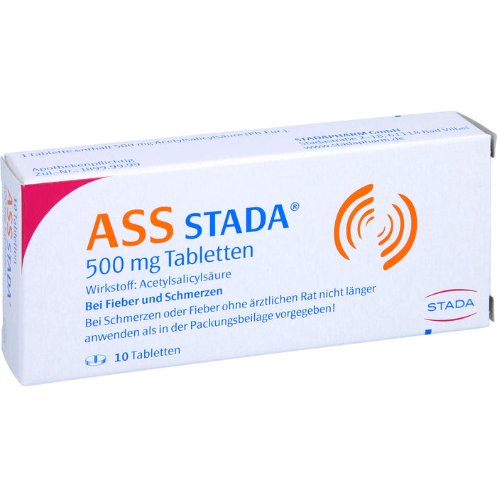 ASS STADA 500 mg Tabletten bei Fieber und Schmerzen, 10 pc Tablettes