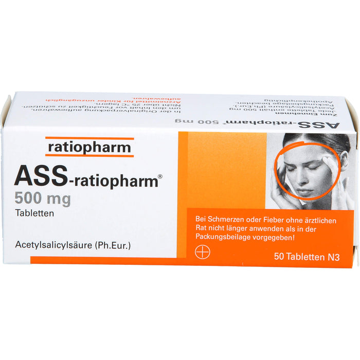 ASS-ratiopharm 500 mg Tabletten bei Schmerzen und Fieber, 50 St. Tabletten