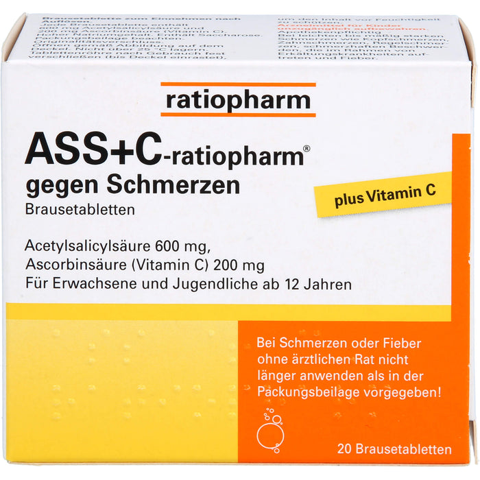 ASS+C-ratiopharm Brausetabletten gegen Schmerzen, 20 St. Tabletten