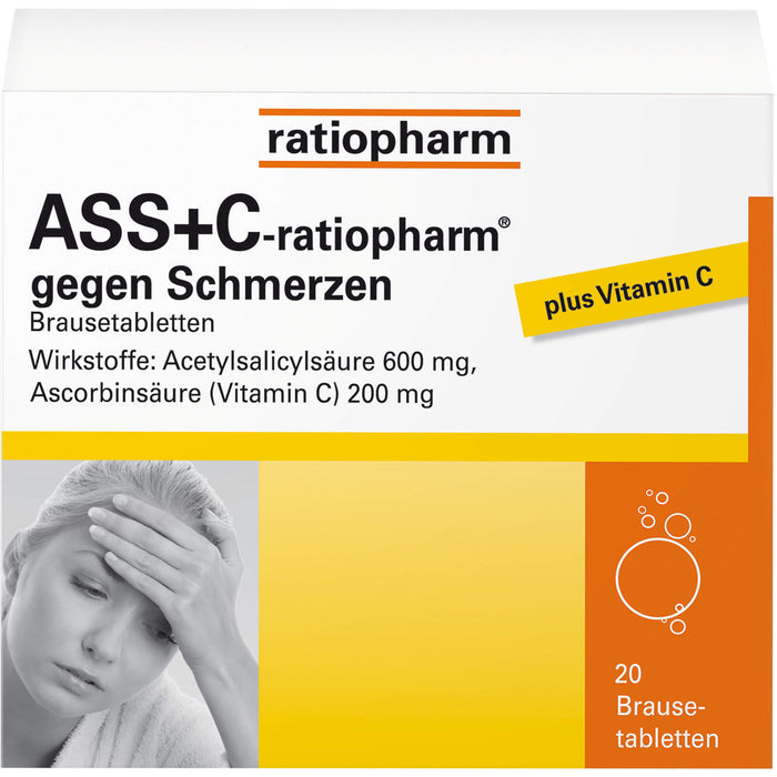 ASS+C-ratiopharm Brausetabletten gegen Schmerzen, 20 pcs. Tablets