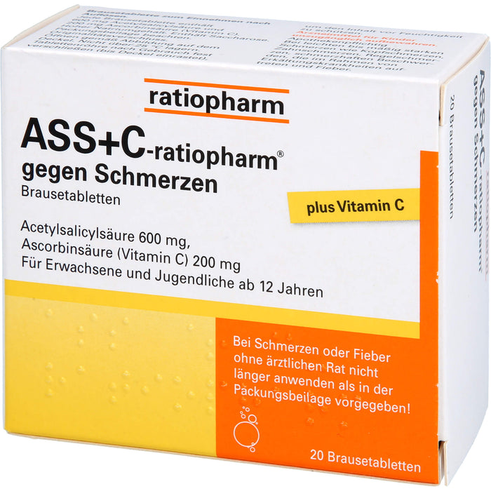 ASS+C-ratiopharm Brausetabletten gegen Schmerzen, 20 St. Tabletten