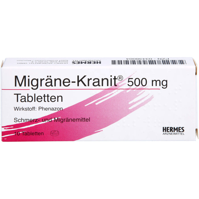 Migräne-Kranit 500 mg Tabletten Schmerz- und Migränemittel, 10 pc Tablettes