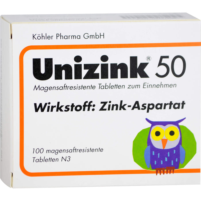 Unizink 50 mg magensaftresistente Tabletten, 100 pcs. Tablets