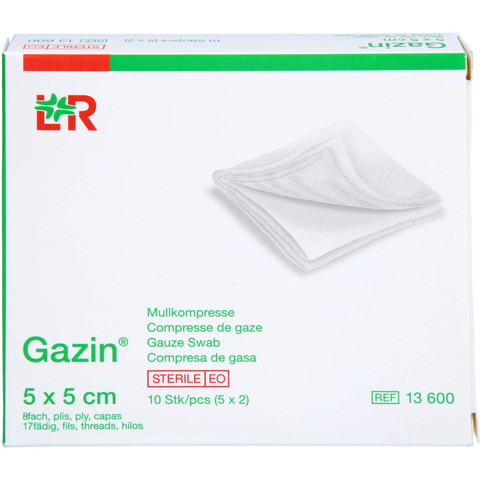 Gazin Mullkompressen 5 x 5 cm 8fach steril, 10 pc Compresses