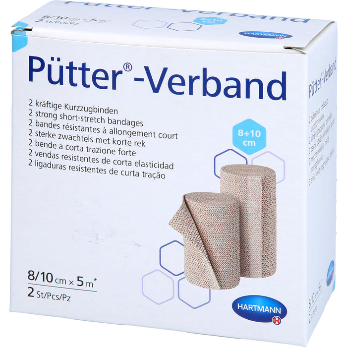 Pütter-Verband kräftige Kurzzugbinden 8 - 10 cm x 5 m, 2 St. Packung