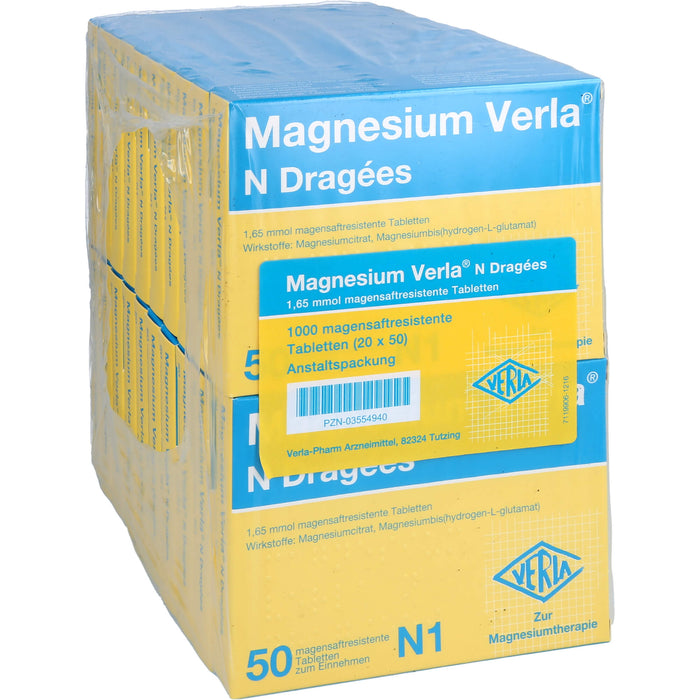 Magnesium Verla N Dragées, magensaftresistente Tabletten, 20X50 St TMR