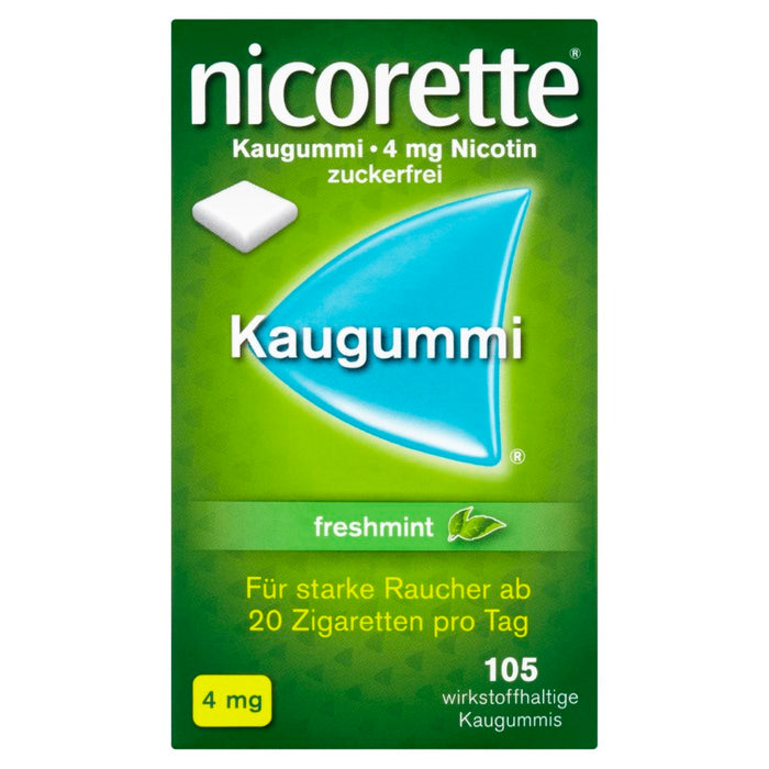 nicorette Kaugummi 4 mg Nicotin zuckerfrei freshmint für starke Raucher, 105 pc Gomme à mâcher