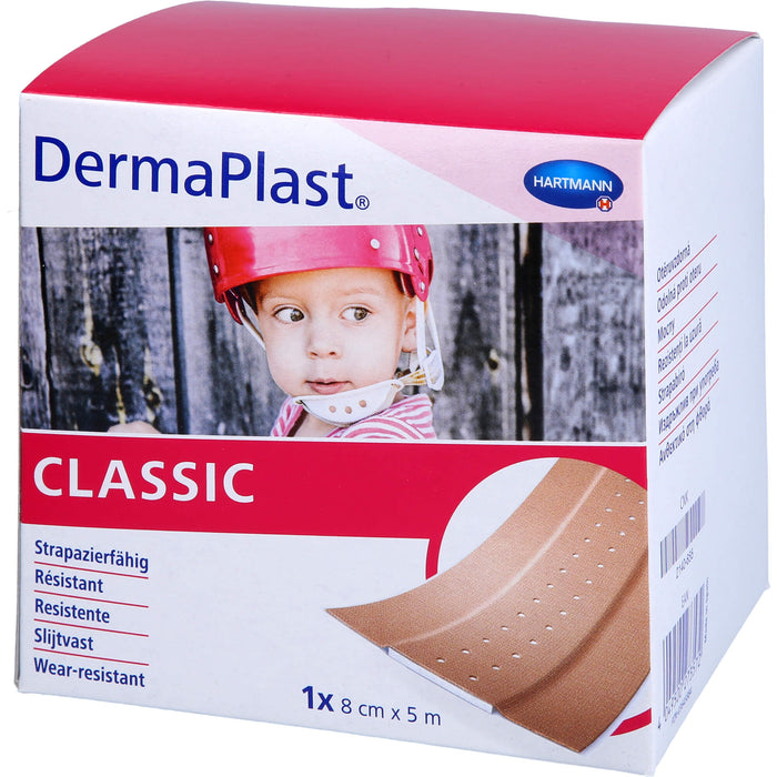 DermaPlast classic 8 cm x 5 m strapazierfähiges Wundpflaster, 1 pc Pansement