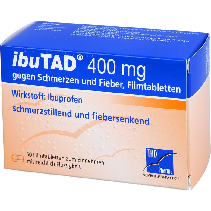 ibuTAD 400 mg Filmtabletten gegen Schmerzen und Fieber, 50 St. Tabletten