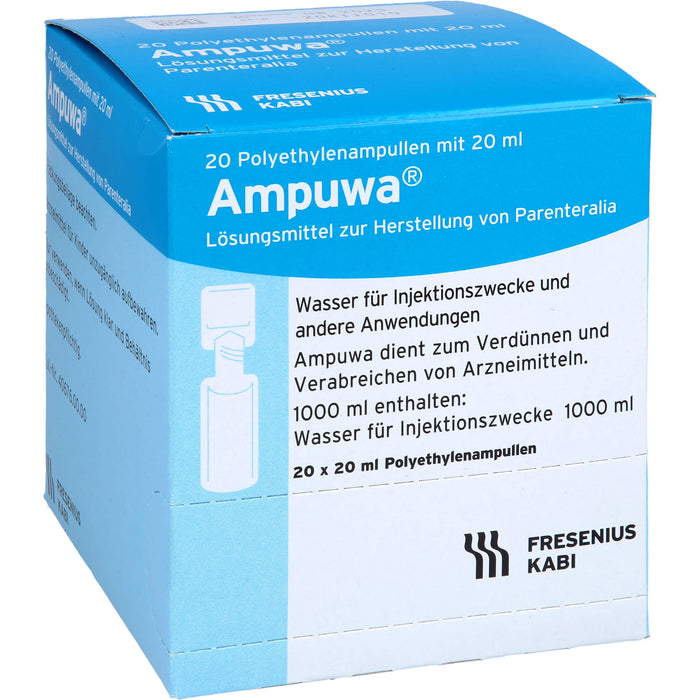 Ampuwa, Lösungsmittel zur Herstellung von Parenteralia Polyethylenampullen, 20 ml, 400 ml Lösung