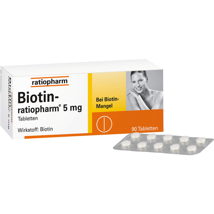 Biotin-ratiopharm 5 mg Tabletten bei Biotin-Mangel, 90 pcs. Tablets