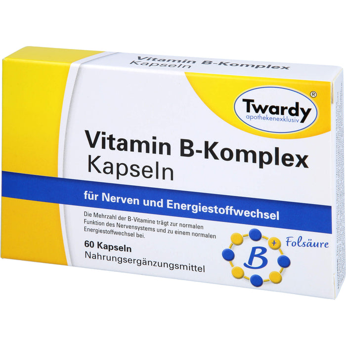 Twardy Vitamin B-Komplex Kapseln für Nerven und Energiestoffwechsel, 60 pc Capsules