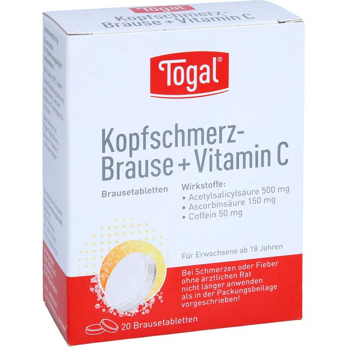 Togal Kopfschmerz-Brause + Vitamin C Brausetabletten, 20 pc Tablettes