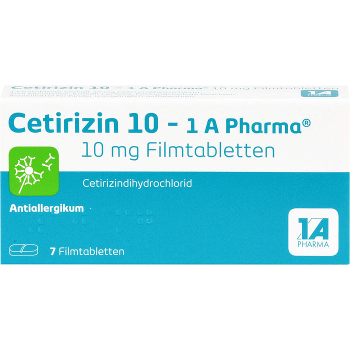 1 A Pharma Cetirizin 10 mg Filmtabletten bei Allergien, 7 pcs. Tablets