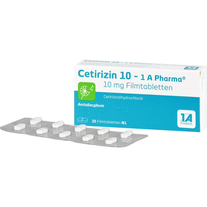 Cetirizin 10 - 1 A Pharma Filmtabletten Antiallergikum, 20 pcs. Tablets