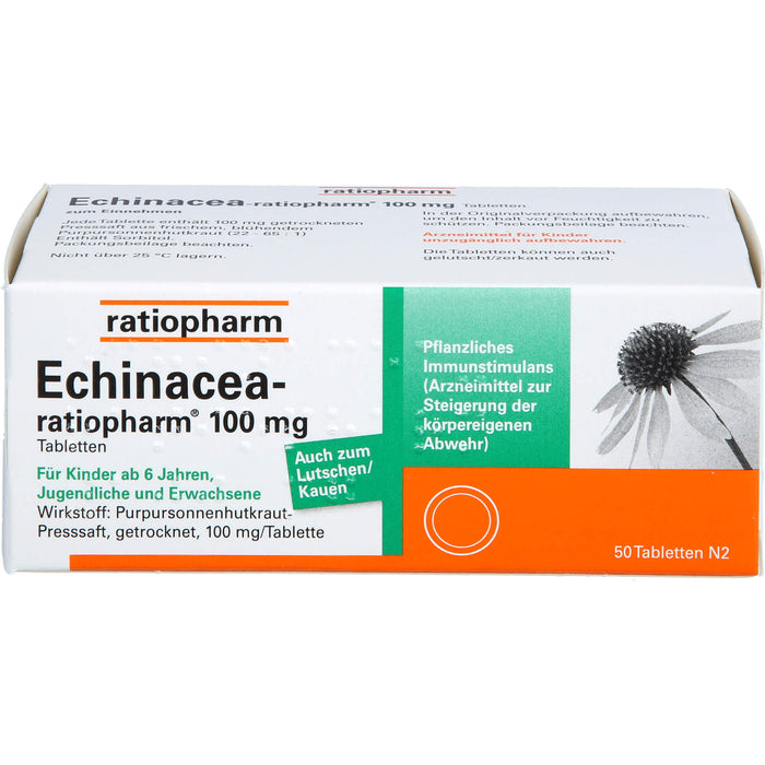 Echinacea-ratiopharm 100 mg Tabletten zur Steigerung der körpereigenen Abwehr, 50 St. Tabletten