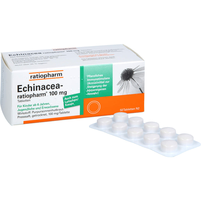 Echinacea-ratiopharm 100 mg Tabletten zur Steigerung der körpereigenen Abwehr, 50 St. Tabletten