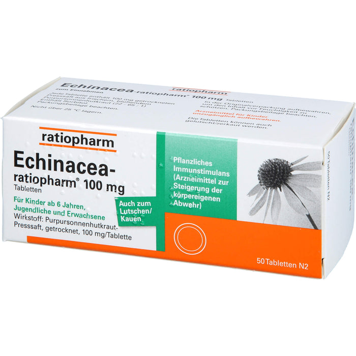 Echinacea-ratiopharm 100 mg Tabletten zur Steigerung der körpereigenen Abwehr, 50 St. Tabletten