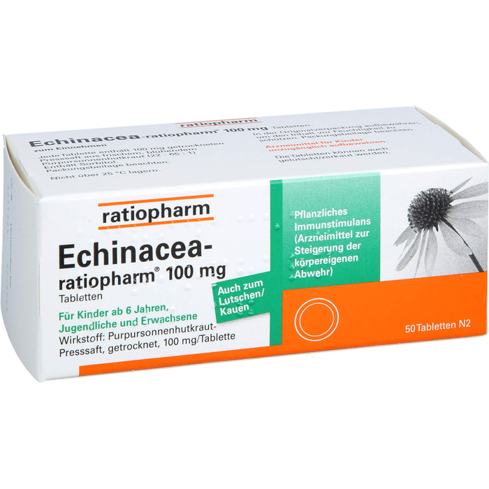 Echinacea-ratiopharm 100 mg Tabletten zur Steigerung der körpereigenen Abwehr, 50 St. Tabletten