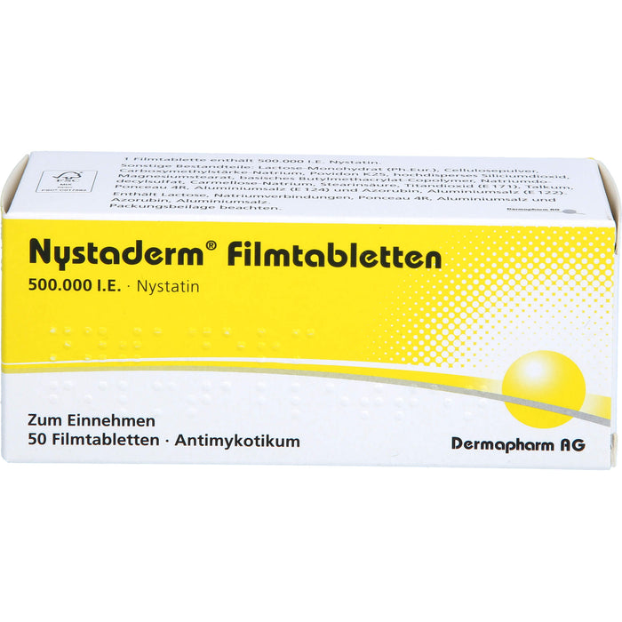 Dermapharm Nystaderm Filmtabletten bei nystatinempfindlicher Hefepilzinfektionen, 50 pcs. Tablets