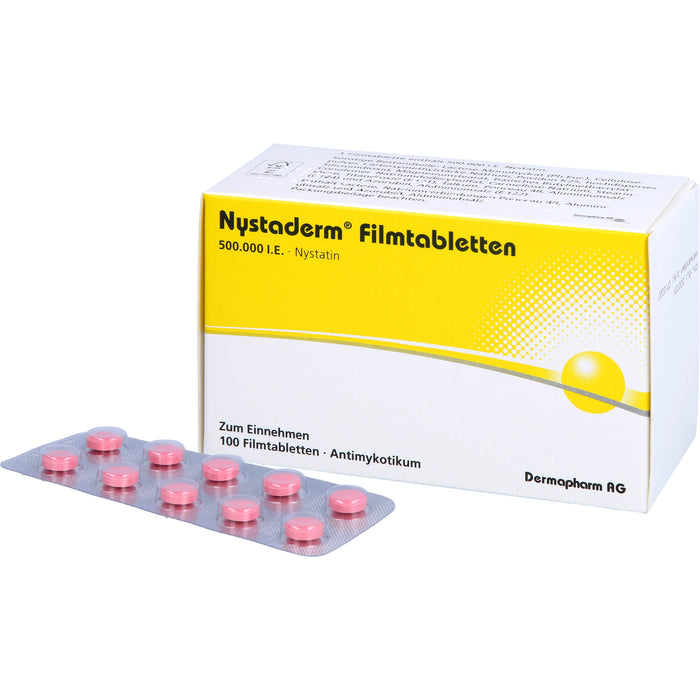 Nystaderm Filmtabletten bei nachgewiesener nystatinempfindlicher Hefepilzinfektionen, 100 St. Tabletten