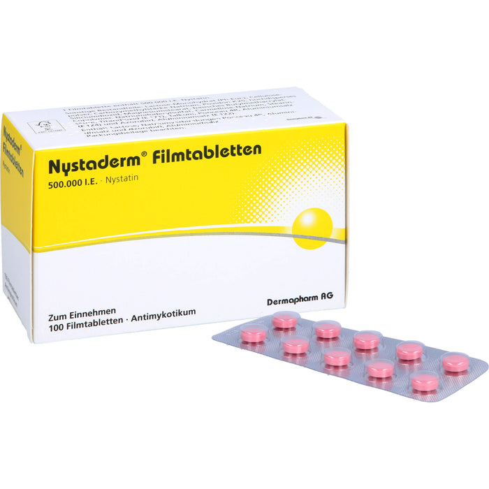 Nystaderm Filmtabletten bei nachgewiesener nystatinempfindlicher Hefepilzinfektionen, 100 St. Tabletten