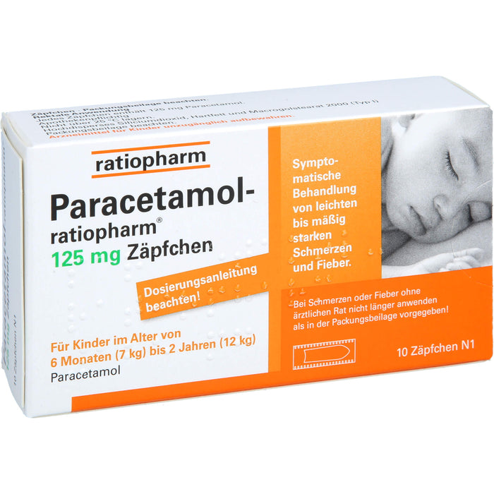 Paracetamol-ratiopharm 125 mg Zäpfchen, 10 St. Zäpfchen