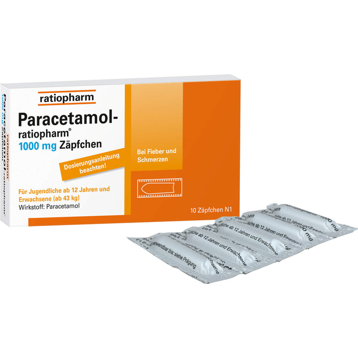 Paracetamol-ratiopharm 1000 mg Zäpfchen, 10 pcs. Suppositories