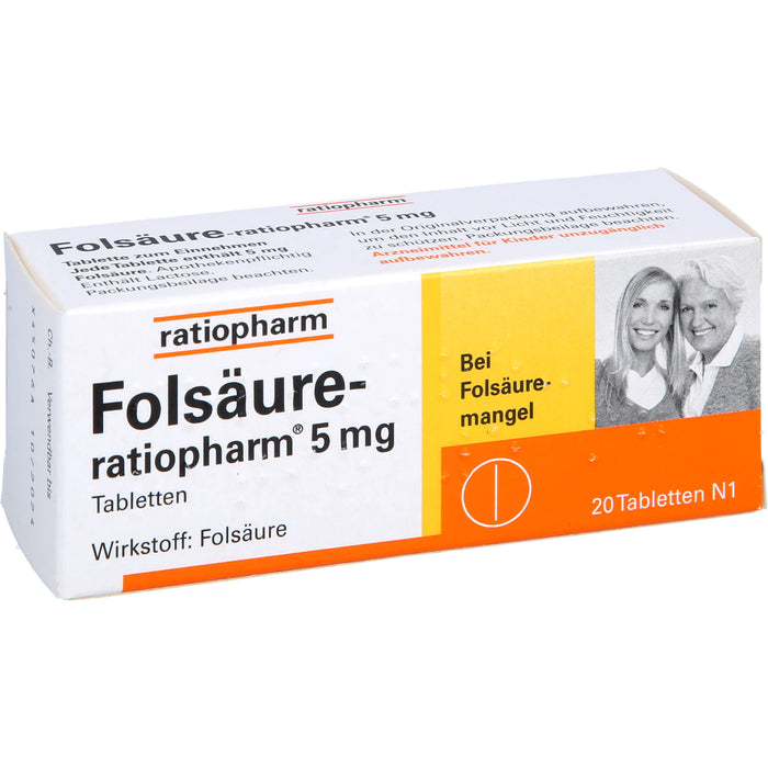 Folsäure-ratiopharm 5 mg Tbl., 20 St. Tabletten