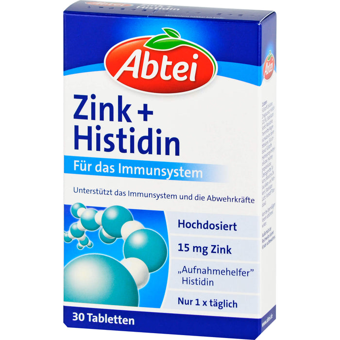 Abtei Zink + Histidin Tabletten Abwehr Plus für das Immunsystem, 30 pcs. Tablets