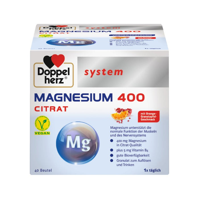 Doppelherz system Magnesium 400 Citrat trinkfertiges Granulat, 40 pc Sachets