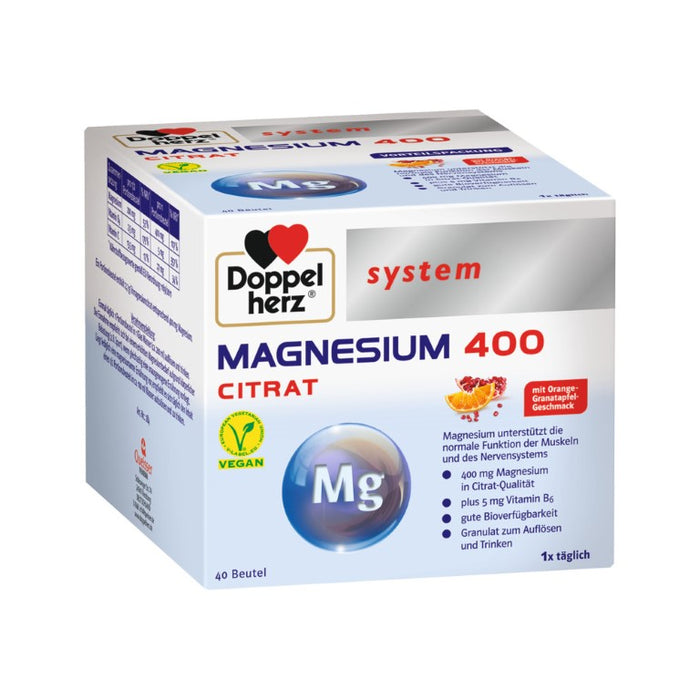 Doppelherz system Magnesium 400 Citrat trinkfertiges Granulat, 40 pc Sachets
