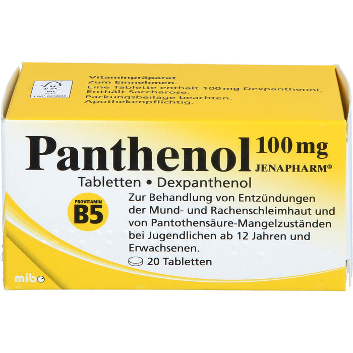 Panthenol 100 mg JENAPHARM Tabletten, 20 pcs. Tablets