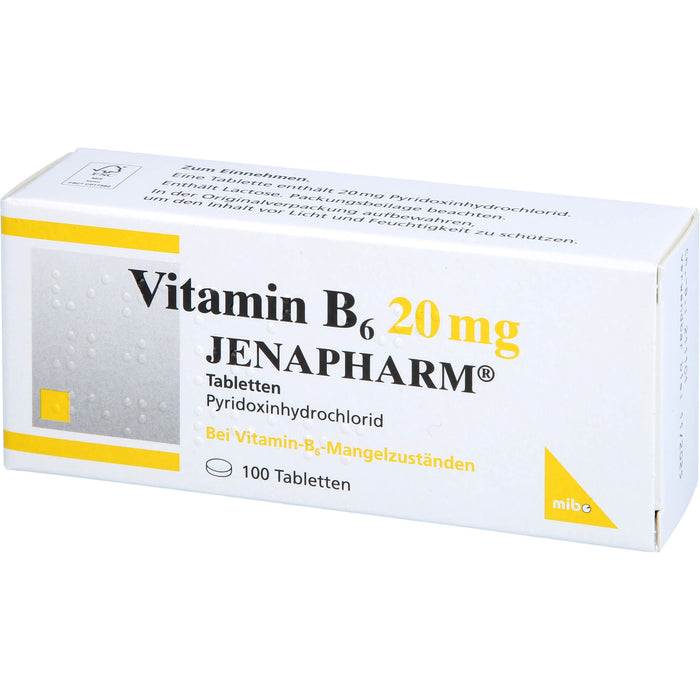 JENAPHARM Vitamin B6 Tabletten bei Vitamin B6 Mangelzuständen, 100 pcs. Tablets