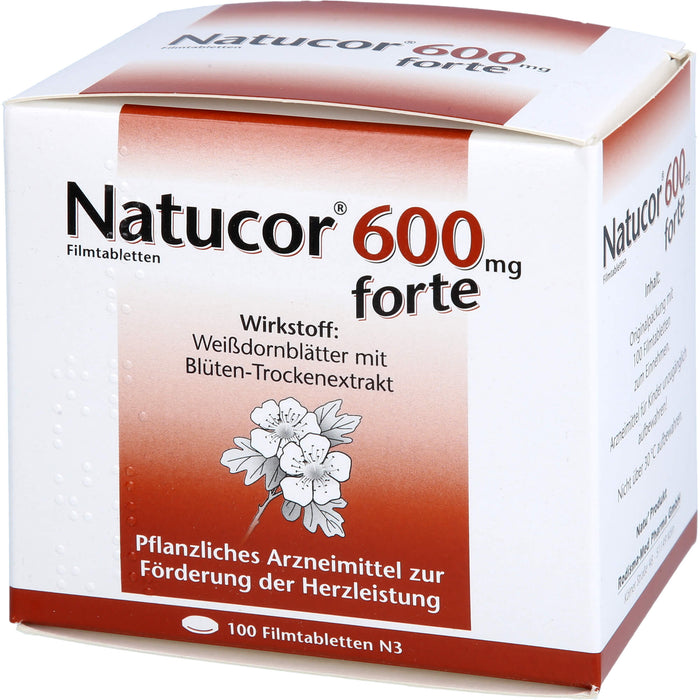 Natucor 600 mg forte Filmtabletten zur Förderung der Herzleistung, 100 pc Tablettes