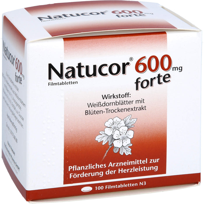 Natucor 600 mg forte Filmtabletten zur Förderung der Herzleistung, 100 pc Tablettes