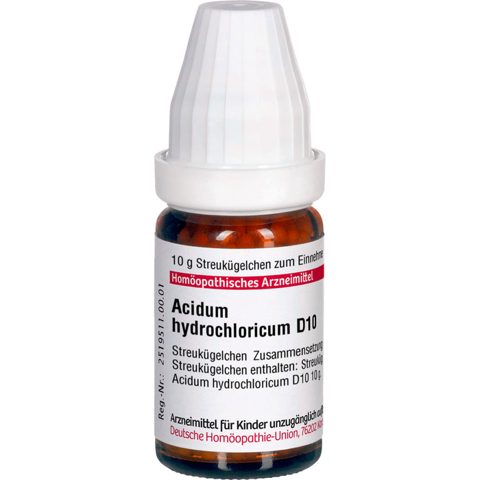 DHU Acidum hydrochloricum D10 Streukügelchen, 10 g Globuli