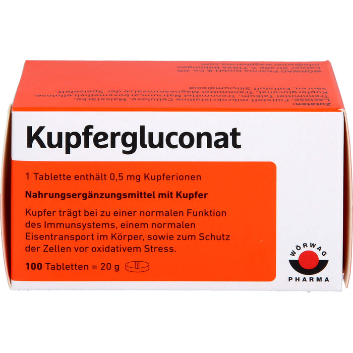 WÖRWAG Pharma Kupfergluconat Tabletten, 100 pc Tablettes