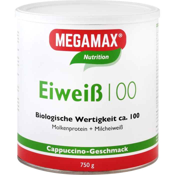 MEGAMAX Nutrition Eiweiß 100 Pulver Cappuccino-Geschmack, 750 g Poudre